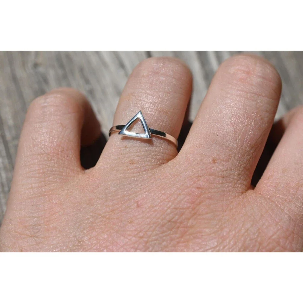 Triangle silver ring simple wedding band 2mm wide sterling silver ring minimalis